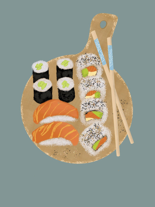Sushi Platter Art Print 8x10