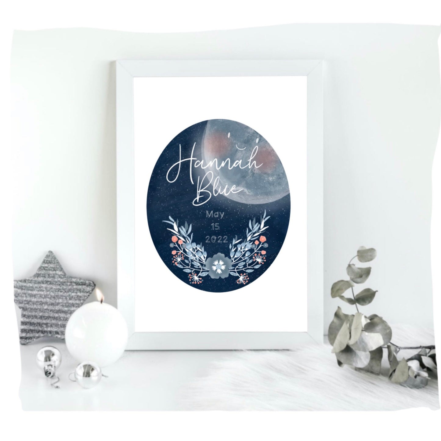 Sweet Moon Personalized Art Print for Baby 8x10