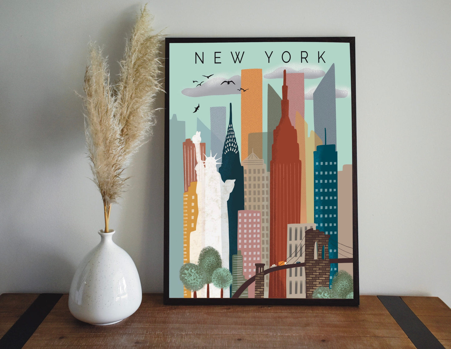 New York City Skyline Art Print 8x10