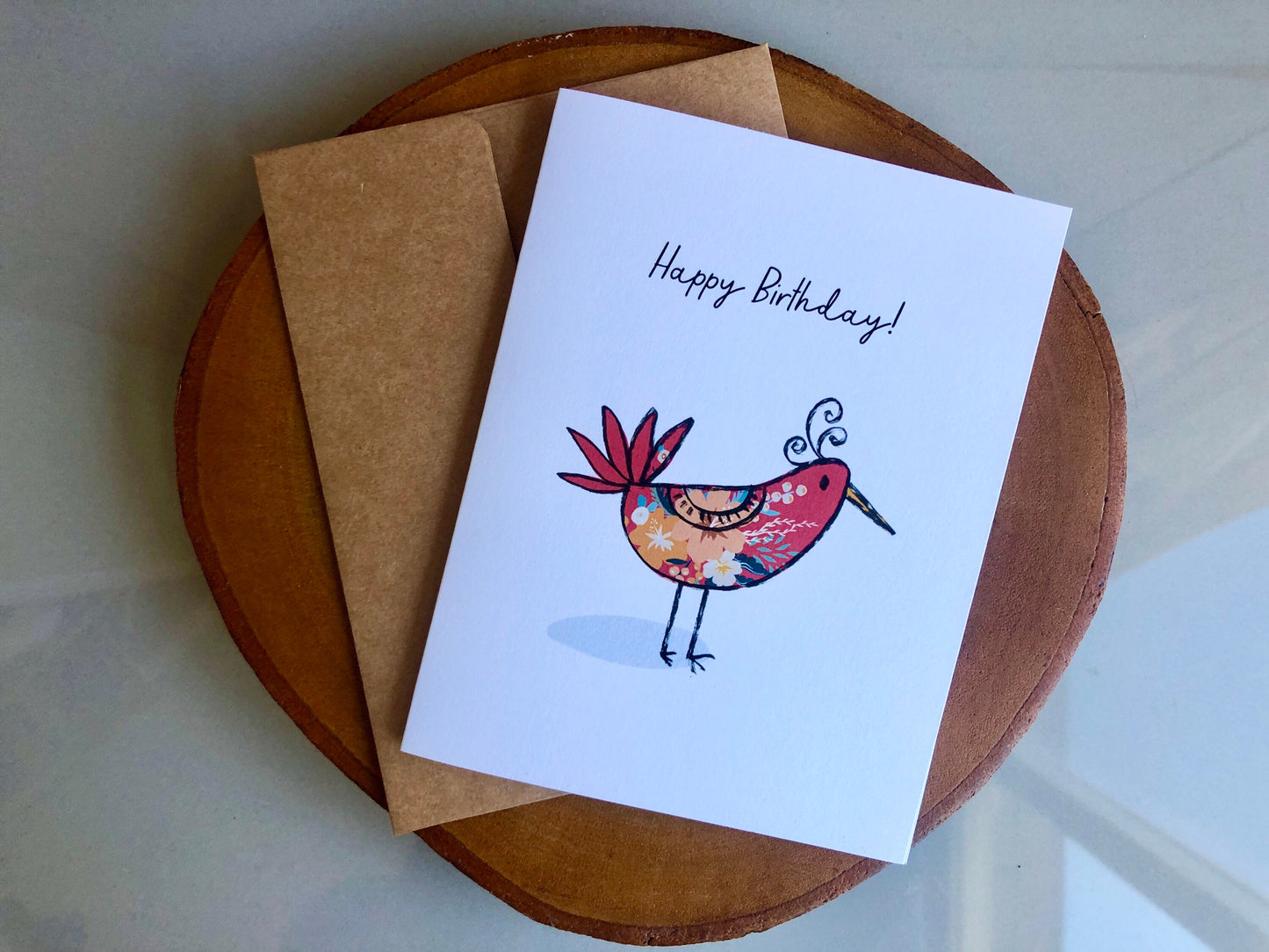 Set of 6 Whimsical Bird Blank Birthday Cards