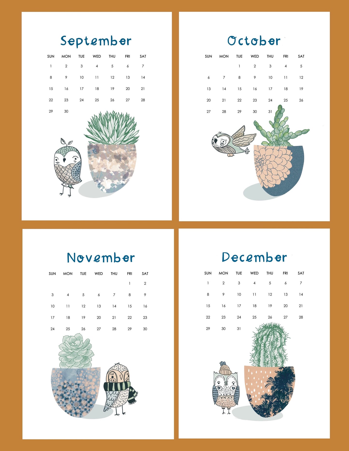 2024 Boho Owl Calendar
